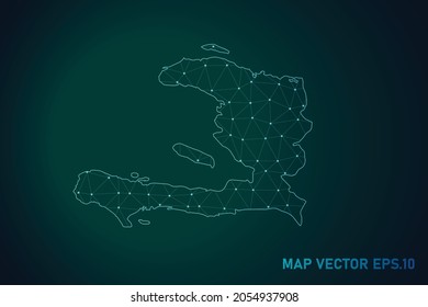 Map of haiti - Abstract mash line and point scales on dark gradient background. Wire Frame 3D mesh polygonal network line, design sphere, dot and structure. Vector illustration eps 10.