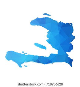 Map of Haiti - Blue Geometric Rumpled Triangular , Polygonal Design For Your . Vector illustration eps 10.