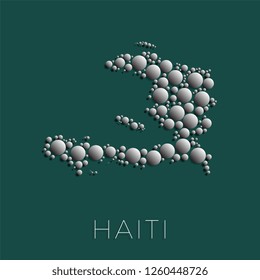 map of haiti filled with realistic 3d bubbles of different sizes on green background