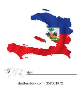 Map of Haiti with flag - vector illustration