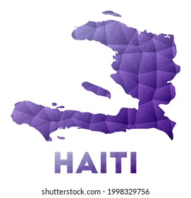 Mapa de Haití. Baja ilustración policial del país. Diseño geométrico púrpura. Ilustración vectorial poligonal.