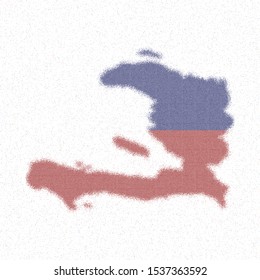 Map of Haiti in a mosaic style with the flag of Haiti. Indelible vector illustration.