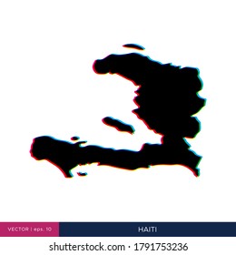 Map of Haiti in multicolor style on the border vector design template.