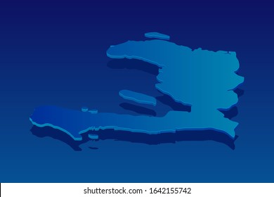 map of Haiti on blue background. Vector modern isometric concept greeting Card illustration eps 10.