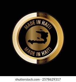 Map of Haiti. Vector illustration. Logo, Icon, and Symbol. Haiti map gold seal. 