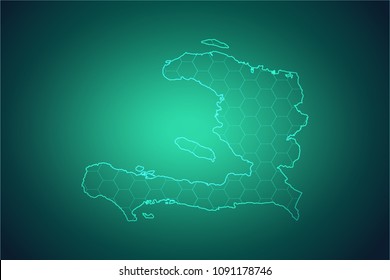Map of Haiti-Wire frame 3D mesh polygonal network line, design sphere, dot and structure. Vector illustration eps 10.