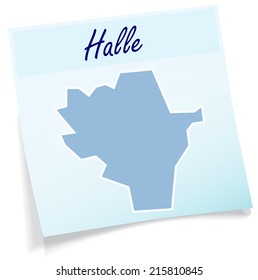 Map of Halle as sticky note in blue