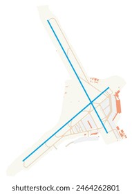 Map of Hamburg Airport (Germany). IATA-code: HAM. Airport diagram with runways, taxiways, apron, parking areas and buildings. Map Data from OpenStreetMap.