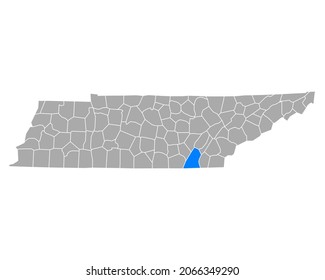 Map of Hamilton in Tennessee on white