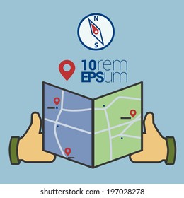 Map in hands. Vector illustration. 