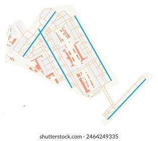 Map of Haneda Airport (Japan). IATA-code: HND. Airport diagram with runways, taxiways, apron, parking areas and buildings. Map Data from OpenStreetMap.