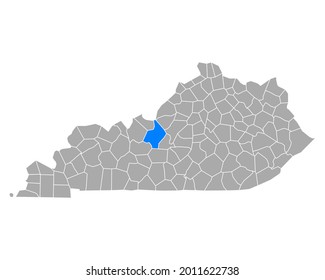 Map of Hardin in Kentucky on white