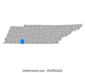 Map of Hardin in Tennessee on white
