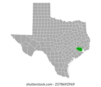 Map of Harris in Texas on white