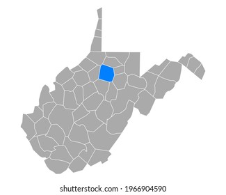 Map of Harrison in West Virginia on white