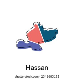 Map of Hassan modern outline, High detailed vector illustration Design Template, suitable for your company