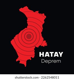 Map of Hatay - earthquake zone Turkey region outline silhouette vector illustration
