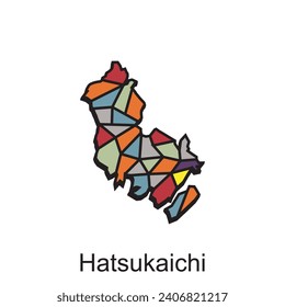 mapa de la plantilla de diseño de vectores de Hatsukaichi, fronteras nacionales e ilustración de ciudades importantes