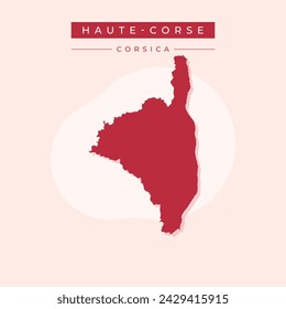 Map of Haute-Corse - Corsica - France region outline silhouette graphic element Illustration template design