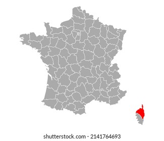 Map of Haute-Corse in France on white