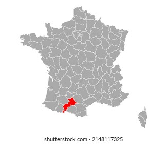 Map of Haute-Garonne in France on white