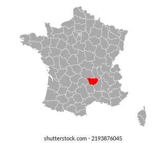 Map of Haute-Loire in France on white