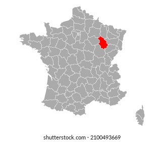 Map of Haute-Marne in France on white