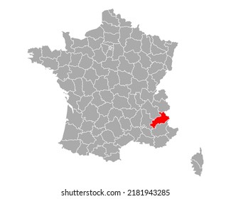 Map of Hautes-Alpes in France on white