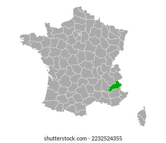 Map of Hautes-Alpes in France on white