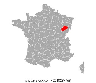 Map of Haute-Saone in France on white