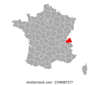 Map of Haute-Savoie in France on white