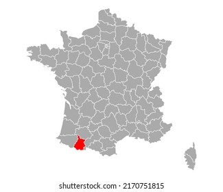 Map of Hautes-Pyrenees in France on white