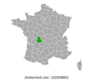 Map of Haute-Vienne in France on white