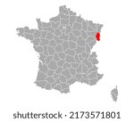 Map of Haut-Rhin in France on white
