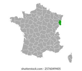 Map of Haut-Rhin in France on white