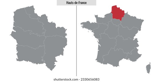 map of Hauts-de-France region of France and location on French map