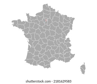 Map of Hauts-de-Seine in France on white