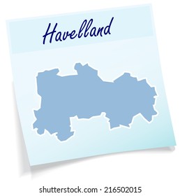 Map of Havelland as sticky note in blue