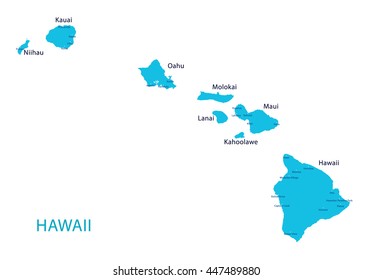 Map Hawaii Stock Vector (royalty Free) 447489880 