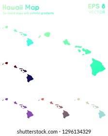 Map of Hawaii with beautiful gradients. Artistic set of Hawaii maps. Beautiful vector illustration.