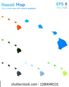 Map of Hawaii with beautiful gradients. Beautiful set of Hawaii maps. Breathtaking vector illustration.