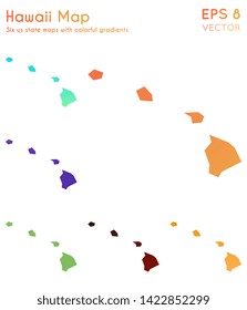 Map of Hawaii with beautiful gradients. Beautiful set of US state maps. Captivating vector illustration.