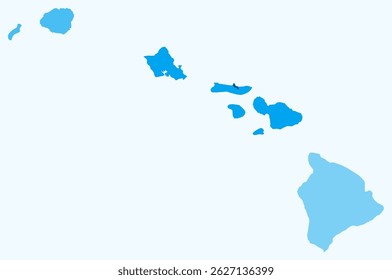 Map of Hawaii with counties. Just a simple state border map with county division. Light blue color palette. Plain State of Hawaii shape with administrative division. Vector illustration.