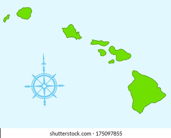 Map of the Hawaii islands. All objects are independent and fully editable 