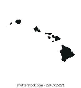 Map of the Hawaii state in black color isolated on white background. Vector illustration