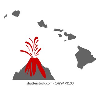 Map of Hawaii with volcano 