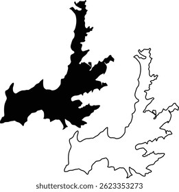 Map of Hayden Lake Idaho Silhouette Flat And Outline Design
