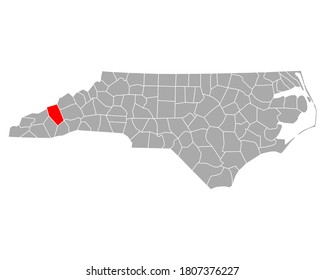 Map of Haywood in North Carolina on white