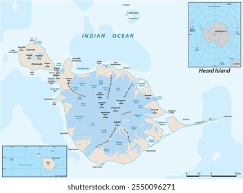 Mapa de Ilha Heard e Ilhas McDonald no território externo australiano