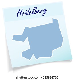 Map of heidelberg as sticky note in blue